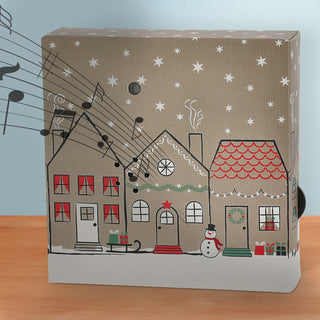 1/2er Set Soundbox 'Santa-' / 'Village-' / 'XMas-' Sounds Bewegungsmelder 12x12x3,5cm Pappe Kunststoff batteriebetrieben Lautstärke regulierbar