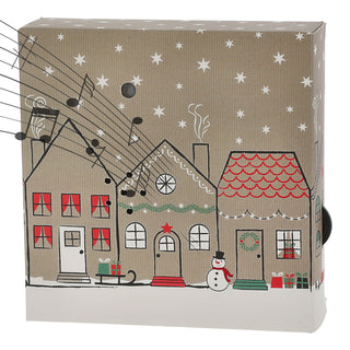 1/2er Set Soundbox 'Santa-' / 'Village-' / 'XMas-' Sounds Bewegungsmelder 12x12x3,5cm Pappe Kunststoff batteriebetrieben Lautstärke regulierbar