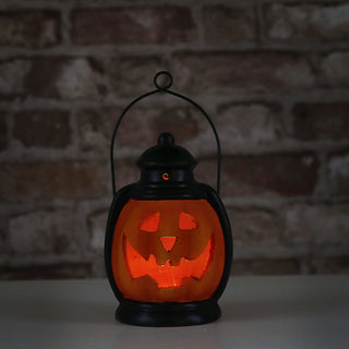 LED Halloween Laterne schwarz orange 10x20x8,5cm Terracotta Farbwechsel Windlicht Henkel Partylaterne Fratze batteriebetrieben