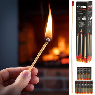 XL Kaminstreichhölzer 50er Pack L20cm 5x21,5x5cm Holz Karton Zündhölzer Streichholz Grillstreichholz Lagerfeuer Kamin