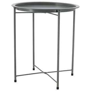 Beistelltisch grau rund Eisen PE PVC 37x42,5cm Ablage Metallgestell rund Industriedesign Tisch Couchtisch Wohnzimmertisch