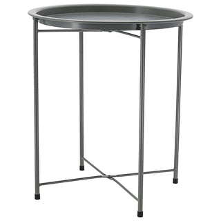Beistelltisch grau rund Eisen PE PVC 37x42,5cm Ablage Metallgestell rund Industriedesign Tisch Couchtisch Wohnzimmertisch