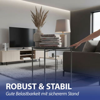Beistelltisch grau rund Eisen PE PVC 37x42,5cm Ablage Metallgestell rund Industriedesign Tisch Couchtisch Wohnzimmertisch