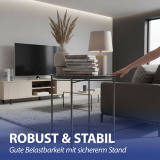 Beistelltisch grau rund Eisen PE PVC 37x42,5cm Ablage Metallgestell rund Industriedesign Tisch Couchtisch Wohnzimmertisch