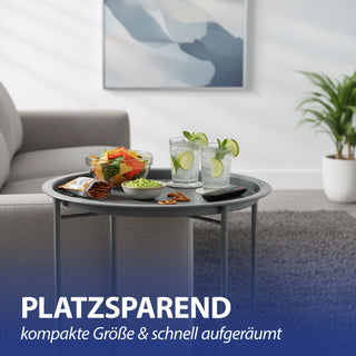 Beistelltisch grau rund Eisen PE PVC 37x42,5cm Ablage Metallgestell rund Industriedesign Tisch Couchtisch Wohnzimmertisch