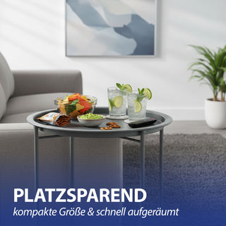 Beistelltisch grau rund Eisen PE PVC 37x42,5cm Ablage Metallgestell rund Industriedesign Tisch Couchtisch Wohnzimmertisch