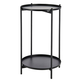 Beistelltisch 'Double' schwarz Eisen 28x48cm 2 Ablagen Metallgestell rund Industriedesign Tisch Couchtisch Wohnzimmertisch