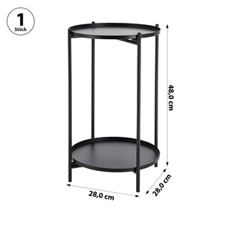 Beistelltisch 'Double' schwarz Eisen 28x48cm 2 Ablagen Metallgestell rund Industriedesign Tisch Couchtisch Wohnzimmertisch