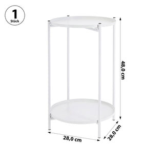 Beistelltisch 'Double' weiß Eisen 28x48cm 2 Ablagen Metallgestell rund Industriedesign Tisch Couchtisch Wohnzimmertisch
