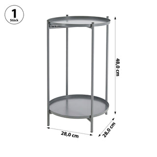 Beistelltisch 'Double' grau Eisen 28x48cm 2 Ablagen Metallgestell rund Industriedesign Tisch Couchtisch Wohnzimmertisch