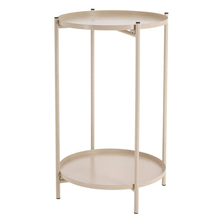 Beistelltisch 'Double' taupe Eisen 28x48cm 2 Ablagen Metallgestell rund Industriedesign Tisch Couchtisch Wohnzimmertisch