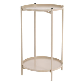 Beistelltisch 'Double' taupe Eisen 28x48cm 2 Ablagen Metallgestell rund Industriedesign Tisch Couchtisch Wohnzimmertisch