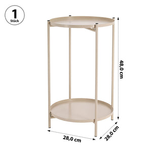 Beistelltisch 'Double' taupe Eisen 28x48cm 2 Ablagen Metallgestell rund Industriedesign Tisch Couchtisch Wohnzimmertisch