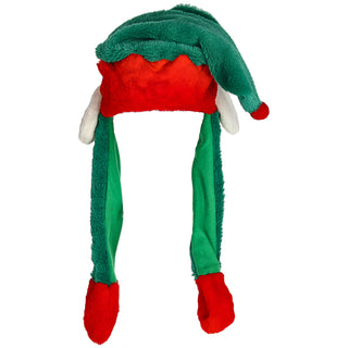 Mütze Weihnachtself mit beweglichen Ohren Polyester 40x60x7cm rot grün Plüsch Weihnachtskostüm Klappohren Elf Weihnachten