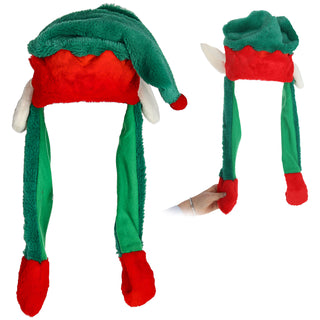 Mütze Weihnachtself mit beweglichen Ohren Polyester 40x60x7cm rot grün Plüsch Weihnachtskostüm Klappohren Elf Weihnachten