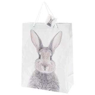 Geschenktüte Hase 12er Set 25x33x12cm Papier 128g/m² weiß matt beidseitig bedruckt Ostern Tüte Henkel Geschenkanhänger