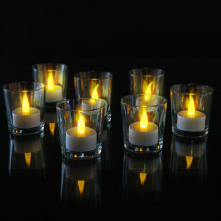 LED Teelicht 12er Set flackernd Ø4xH4,5cm Kunststoff weiß Kerzen Teelichter flammenlos batteriebetrieben