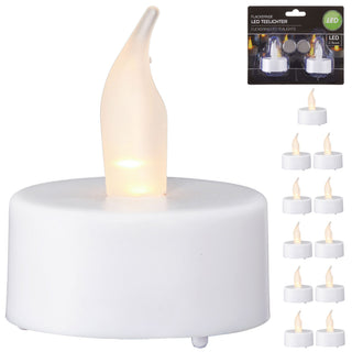 LED Teelicht 12er Set flackernd Ø4xH4,5cm Kunststoff weiß Kerzen Teelichter flammenlos batteriebetrieben