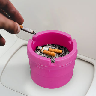 4/12x Reiseaschenbecher Set 8x11x8cm grün pink blau orange Kunststoff Deckel abnehmbar Tischaschenbecher Ascher