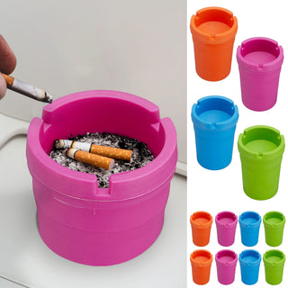 4/12x Reiseaschenbecher Set 8x11x8cm grün pink blau orange Kunststoff Deckel abnehmbar Tischaschenbecher Ascher