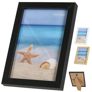 Bilderrahmen 6er Set je 2x schwarz weiß braun 11,5x16,5x1,5cm MDF Glas Bildgröße 10x15cm Rahmen Fotorahmen zum Stellen oder Hängen