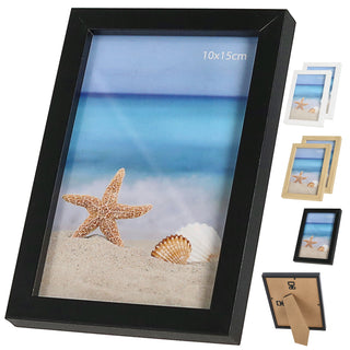 Bilderrahmen 6er Set je 2x schwarz weiß braun 11,5x16,5x1,5cm MDF Glas Bildgröße 10x15cm Rahmen Fotorahmen zum Stellen oder Hängen
