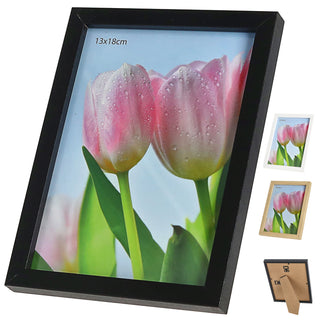 Bilderrahmen 6er Set je 2x schwarz weiß braun 11,5x16,5x1,5cm MDF Glas Bildgröße 10x15cm Rahmen Fotorahmen zum Stellen oder Hängen