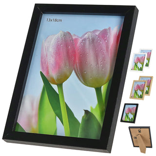 Bilderrahmen 6er Set je 2x schwarz weiß braun 11,5x16,5x1,5cm MDF Glas Bildgröße 10x15cm Rahmen Fotorahmen zum Stellen oder Hängen