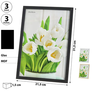 Bilderrahmen 6er Set je 2x schwarz weiß braun 11,5x16,5x1,5cm MDF Glas Bildgröße 10x15cm Rahmen Fotorahmen zum Stellen oder Hängen