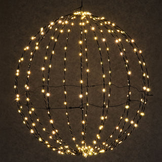 LED Kugel zum Aufhängen schwarz 272 LEDs warmweiß Ø50cm Eisen Kunststoff Timer Zuleitung 5m Weihnachtsbeleuchtung Leuchtkugel IP44 Gartendekoration