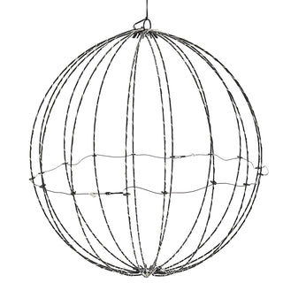 LED Kugel zum Aufhängen schwarz 272 LEDs warmweiß Ø50cm Eisen Kunststoff Timer Zuleitung 5m Weihnachtsbeleuchtung Leuchtkugel IP44 Gartendekoration