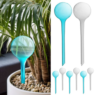 Bewässerungskugel 8er Set 7x28cm Kunststoff blau weiß transparent Bewässerungssystem Durstkugel Wasserspender