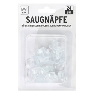 Saughaken 24er Set geschlitzt PVC PP Ø2cm transparent Fensterhaken Saugnäpfe Haken ohne Bohren rückstandlos wiederverwendbar