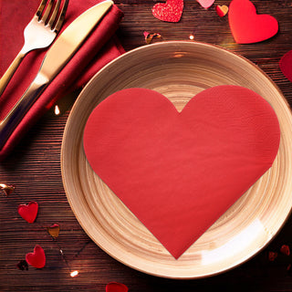 Servietten 'Herzmotiv' 72er Set 3lagig Papier rot rosa stoffähnlich Tuch Herzsilhouette Herzform Herz Valentinstag