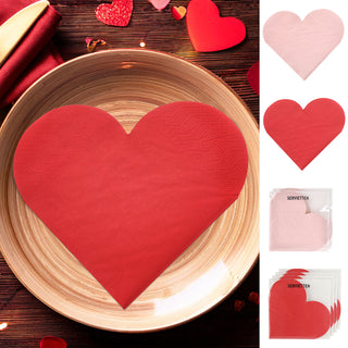 Servietten 'Herzmotiv' 72er Set 3lagig Papier rot rosa stoffähnlich Tuch Herzsilhouette Herzform Herz Valentinstag