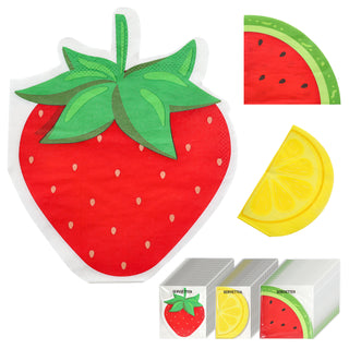 Servietten 'Früchte' 72er Set 3lagig Papier mehrfarbig stoffähnlich Tuch Motivservietten Zitrone Erdbeere Melone