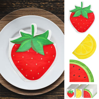 Servietten 'Früchte' 72er Set 3lagig Papier mehrfarbig stoffähnlich Tuch Motivservietten Zitrone Erdbeere Melone