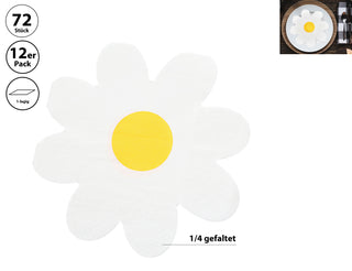 Servietten 'Blume' 72er Set 3lagig Papier weiß gelb stoffähnlich Tuch Motivservietten Gänseblümchen Frühling