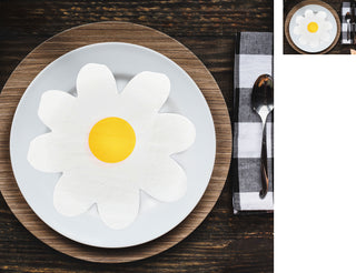 Servietten 'Blume' 72er Set 3lagig Papier weiß gelb stoffähnlich Tuch Motivservietten Gänseblümchen Frühling