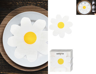 Servietten 'Blume' 72er Set 3lagig Papier weiß gelb stoffähnlich Tuch Motivservietten Gänseblümchen Frühling