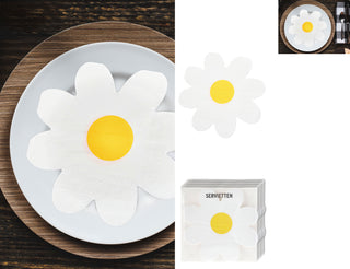 Servietten 'Blume' 72er Set 3lagig Papier weiß gelb stoffähnlich Tuch Motivservietten Gänseblümchen Frühling