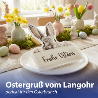 Servietten 'Frohe Ostern' Silhouettenform 72er Set-lagig Papierserviette mehrfarbig Hasenkopf Osterei Küken für Osterdekoration