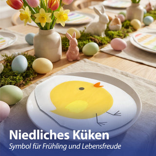 Servietten 'Frohe Ostern' Silhouettenform 72er Set-lagig Papierserviette mehrfarbig Hasenkopf Osterei Küken für Osterdekoration