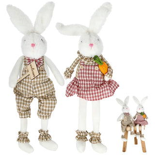 2x Kantenhocker OsterhasenSet H:50/60cm Polyester Osterdekoration Kantensitzer Sie und Er Willkommensschild