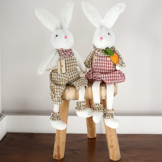 2x Kantenhocker OsterhasenSet H:50/60cm Polyester Osterdekoration Kantensitzer Sie und Er Willkommensschild