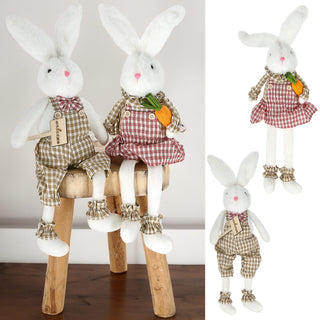2x Kantenhocker OsterhasenSet H:50/60cm Polyester Osterdekoration Kantensitzer Sie und Er Willkommensschild