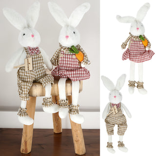 2x Kantenhocker OsterhasenSet H:50/60cm Polyester Osterdekoration Kantensitzer Sie und Er Willkommensschild