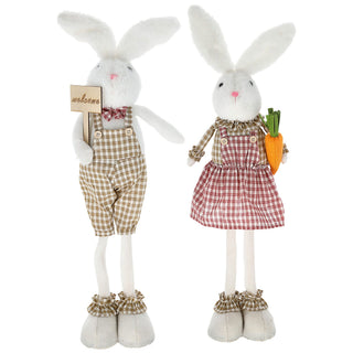 2x Kantenhocker OsterhasenSet H:50/60cm Polyester Osterdekoration Kantensitzer Sie und Er Willkommensschild