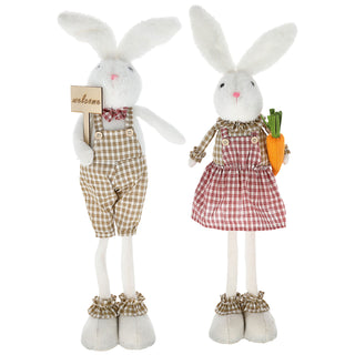 2x Kantenhocker OsterhasenSet H:50/60cm Polyester Osterdekoration Kantensitzer Sie und Er Willkommensschild