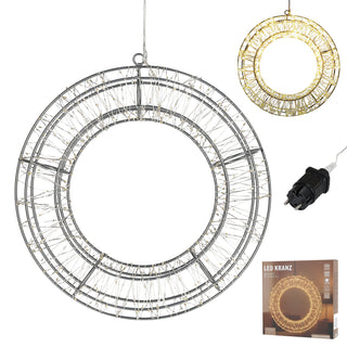 LED Kranz Outdoor 480 LEDs Eisen Ø30cm zum Aufhängen Outdoor warmweiß Lichterkranz Weihnachtsdekoration Gartendekoration Timerfunktion Dimmer